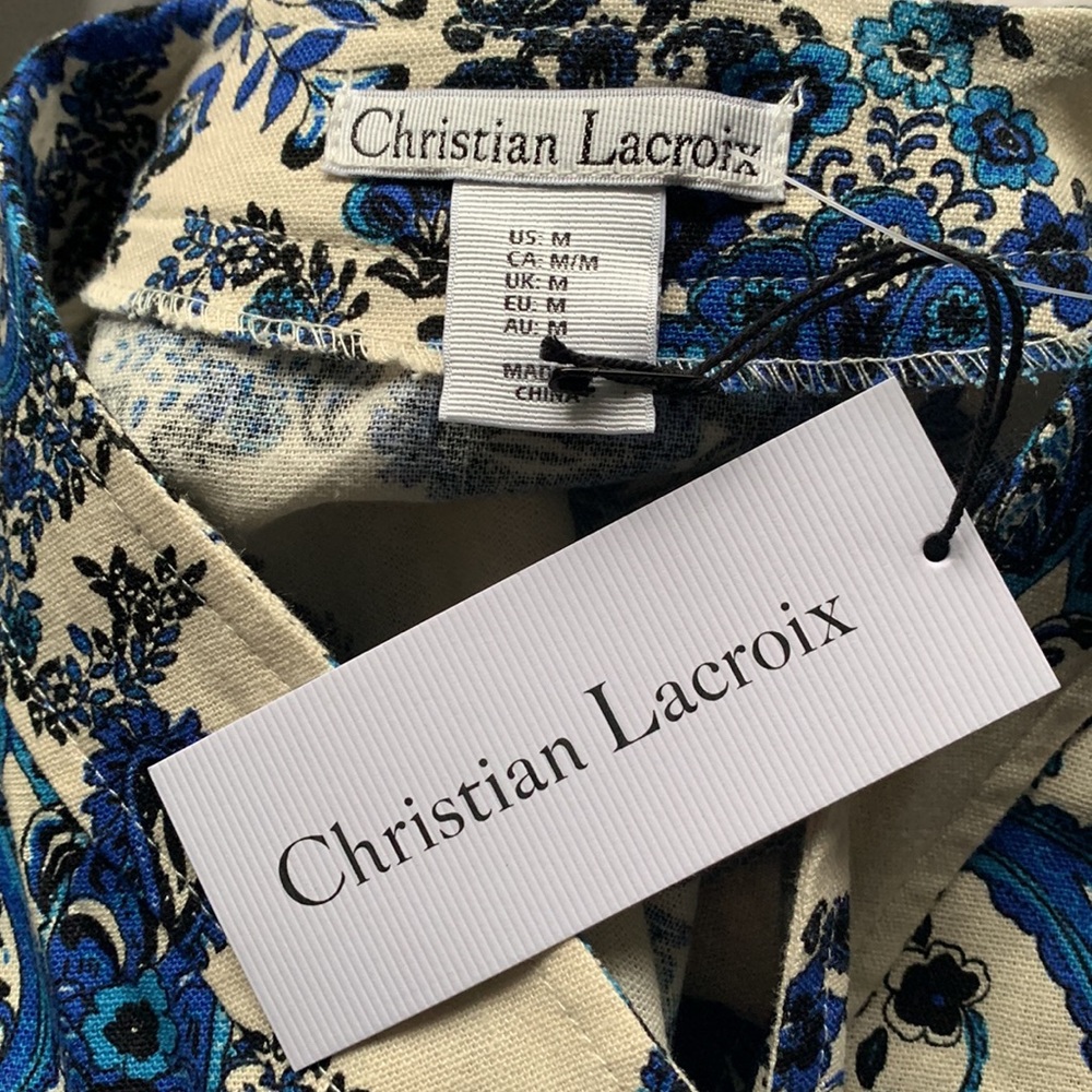 NWT Christian Lacroix blue wrap dress paisley Medium / M NEW - Picture 6 of 8